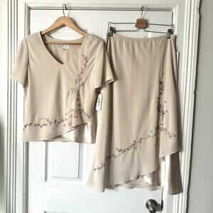 Dress Barn Y2K Floral Beaded Formal Skirt Set Sz 16